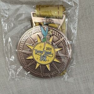 Rundisney  Disney Neverland 5K Medal with Tinkerbell in Bronze and Yellow